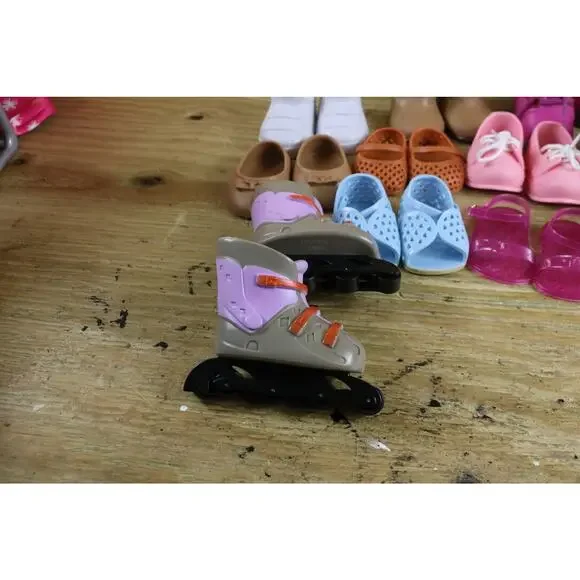 Our Generation Doll Lot of 42 Blonde Girl Shoes Boots Sandals Desk Bean Bag pack
